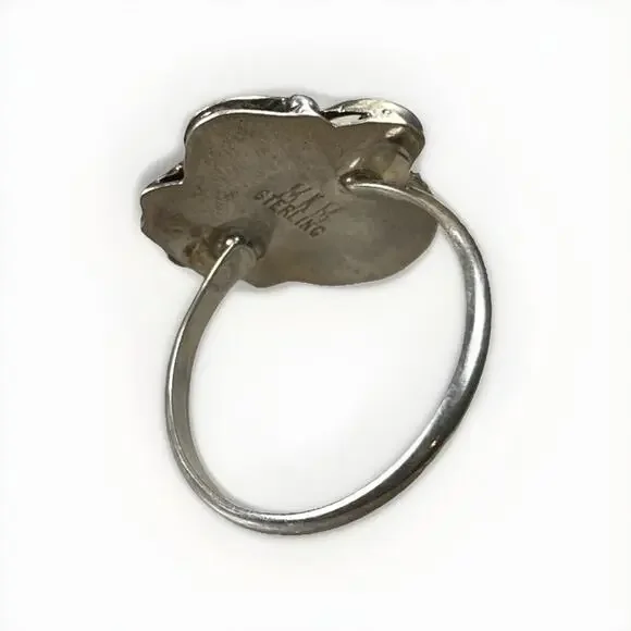 Vintage Navajo Sterling Silver Turquoise Ring Size 8 Native American- Signed - Picture 7 of 12